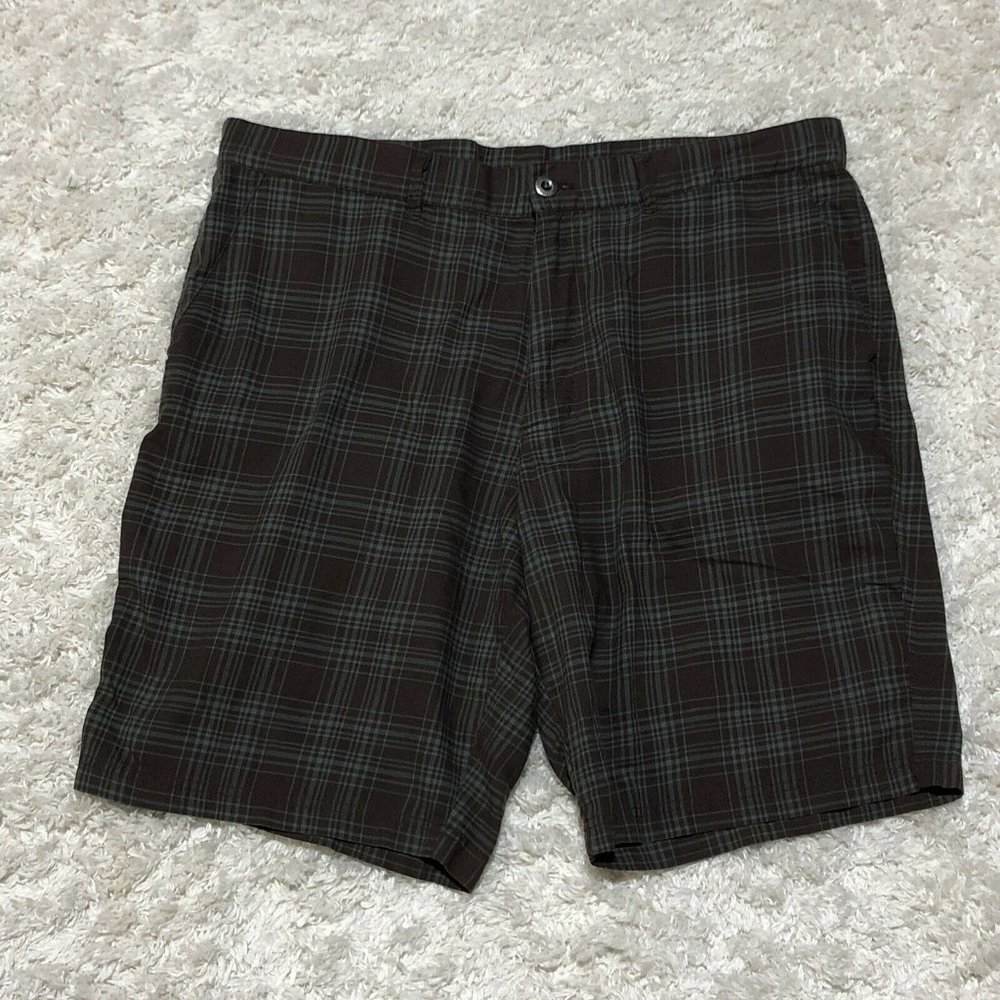 Patagonia Worn Wear Organic Cotton Stacking Shorts Mens Size 38 Plaid Blue Brown